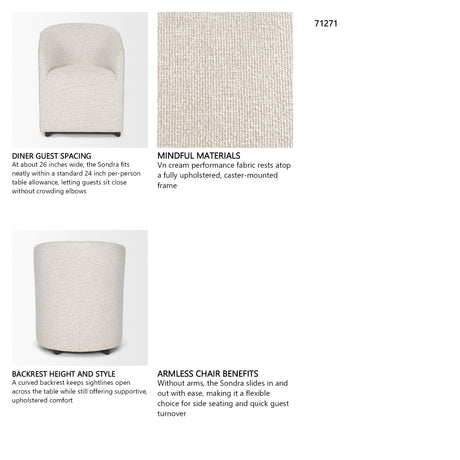 Sondra Cream Performance Fabric Upholstered Club Dining Chair from Mercana - Luna Furniture