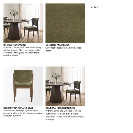 Cline Moss 008 Olive Fabric Upholstered and Brown Wood Dining Chair, Set of 2 from Mercana - Luna Furniture