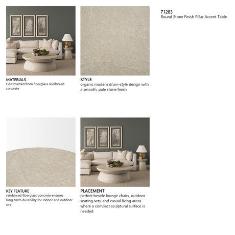 Mesa Round Stone Finish Pillar Accent Table from Mercana - Luna Furniture