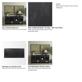 Suri Black Wood w/ Glass 4-Door Closed Sideboard from Mercana - Luna Furniture
