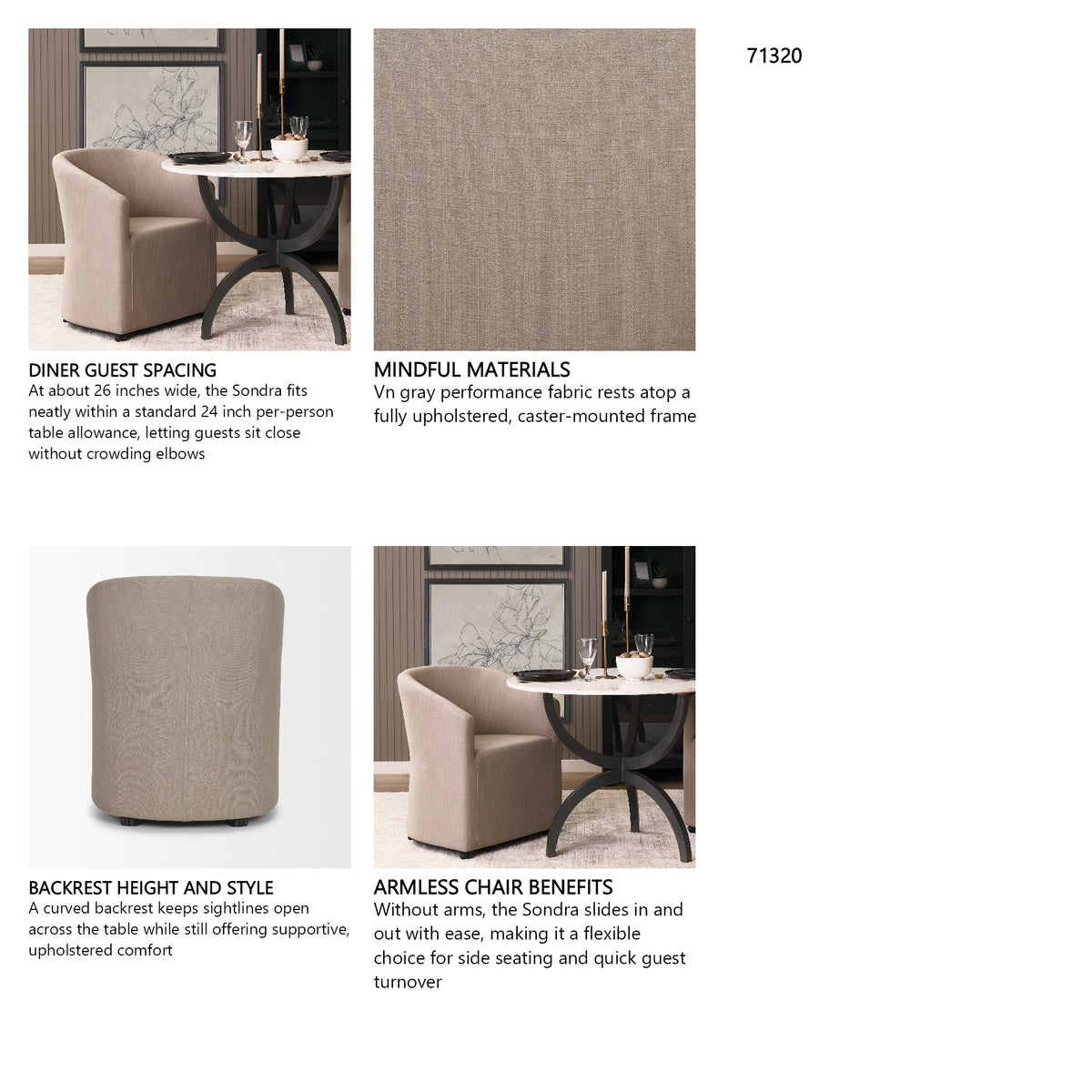 Sondra Gray Performance Fabric Upholstered Club Dining Chair from Mercana - Luna Furniture