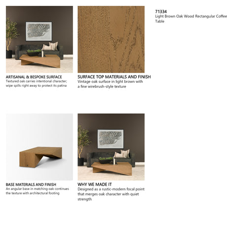 West Light Brown Oak Wood Rectangular Coffee Table from Mercana - Luna Furniture