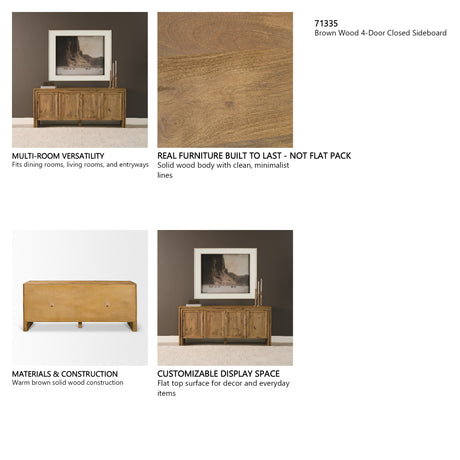 Notts Brown Wood 4-Door Closed Sideboard from Mercana - Luna Furniture