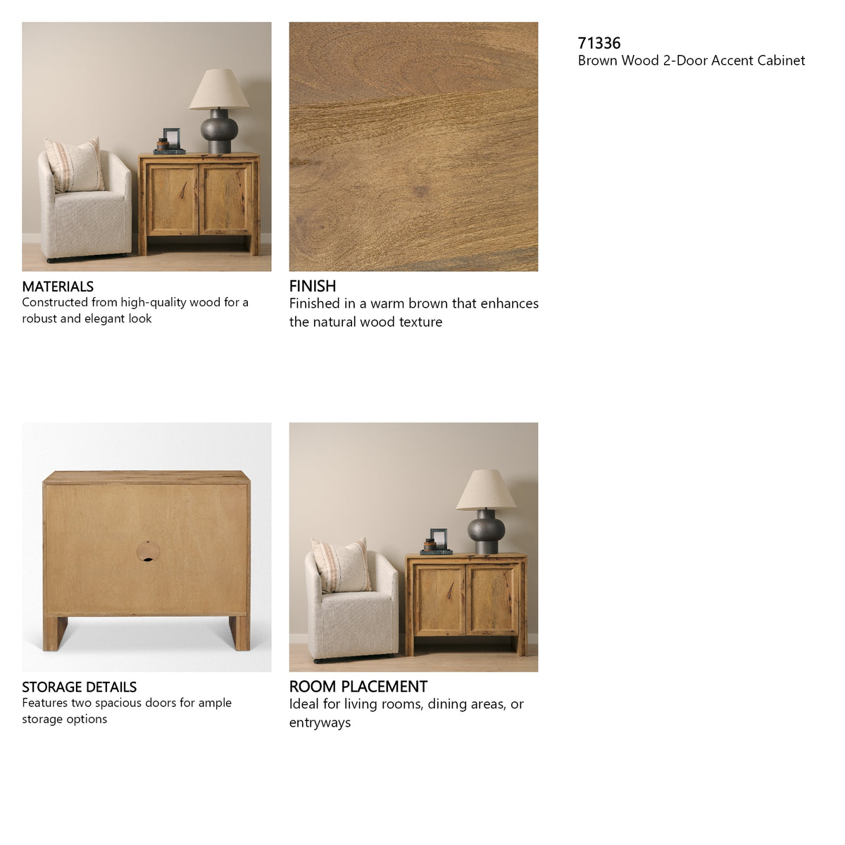 Notts Brown Wood 2-Door Accent Cabinet from Mercana - Luna Furniture