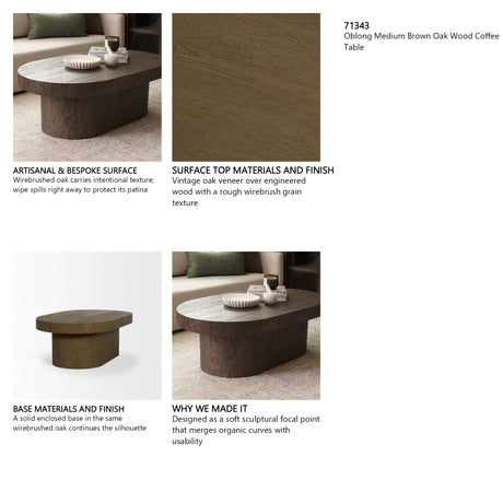 Lyonne Oblong Medium Brown Oak Wood Coffee Table from Mercana - Luna Furniture