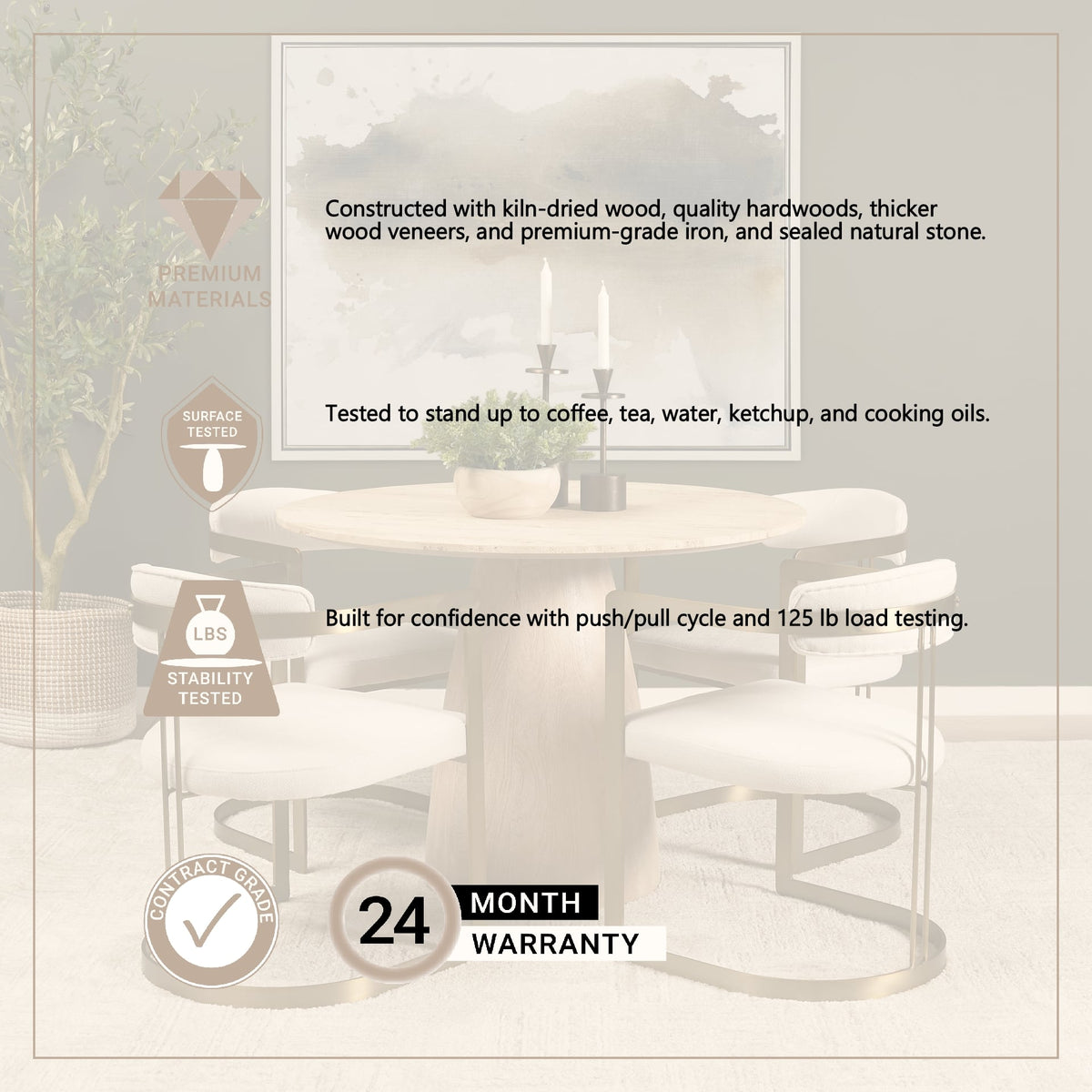 Allyson 42" Light Wood Base w/ Travertine Top Dining Table from Mercana - Luna Furniture