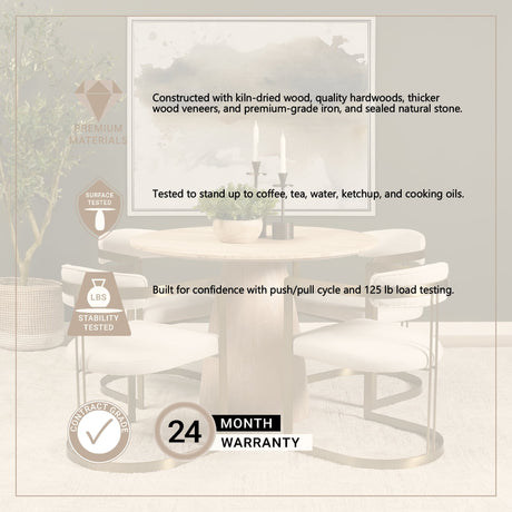 Allyson 42" Light Wood Base w/ Travertine Top Dining Table from Mercana - Luna Furniture