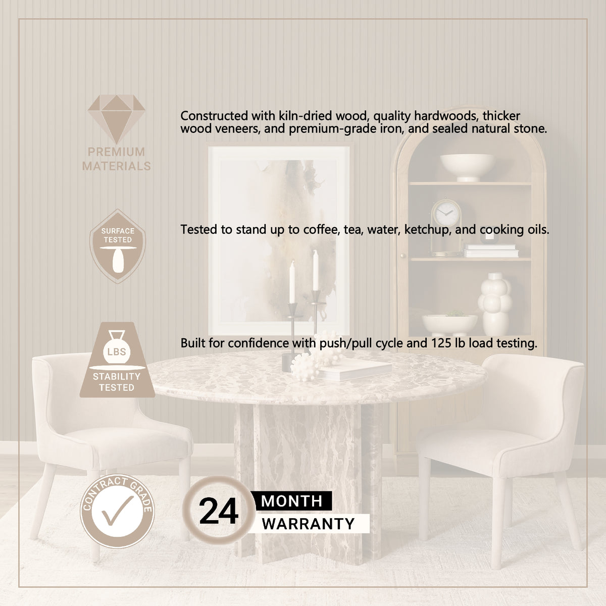 Rivaro Solid Beige Marble Round Dining Table from Mercana - Luna Furniture
