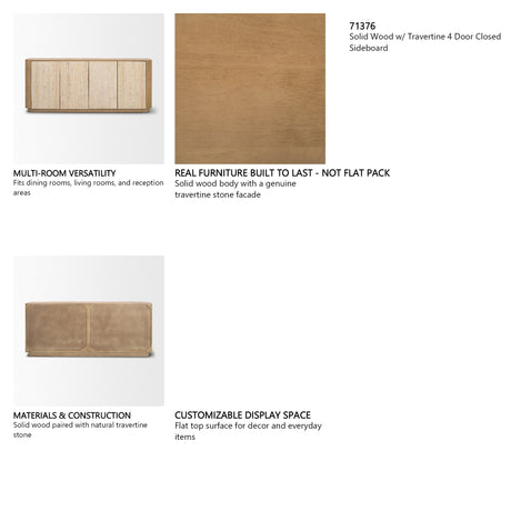 Serrin Solid Wood w/ Travertine 4 Door Closed Sideboard from Mercana - Luna Furniture