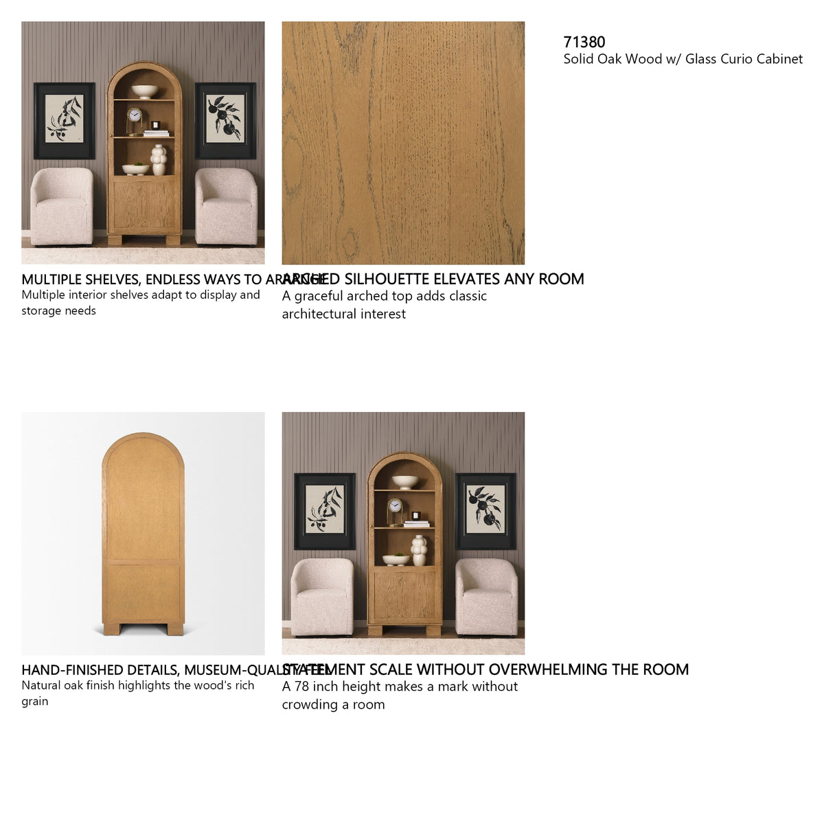Hawthorne Solid Oak Wood w/ Glass Curio Cabinet from Mercana - Luna Furniture
