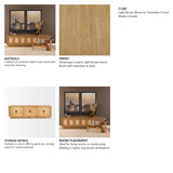Valterra Light Brown Wood w/ Travertine 6 Door Media Console from Mercana - Luna Furniture