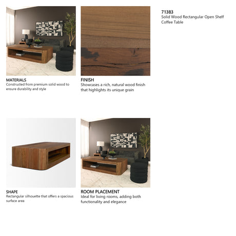 Dunmore Solid Wood Rectangular Open Shelf Coffee Table from Mercana - Luna Furniture