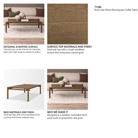 Riven Oak Wood Rectangular Coffee Table from Mercana - Luna Furniture