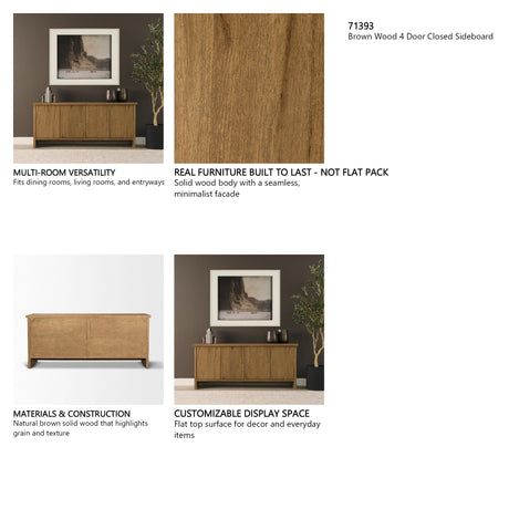 Alcott Brown Wood 4 Door Closed Sideboard from Mercana - Luna Furniture