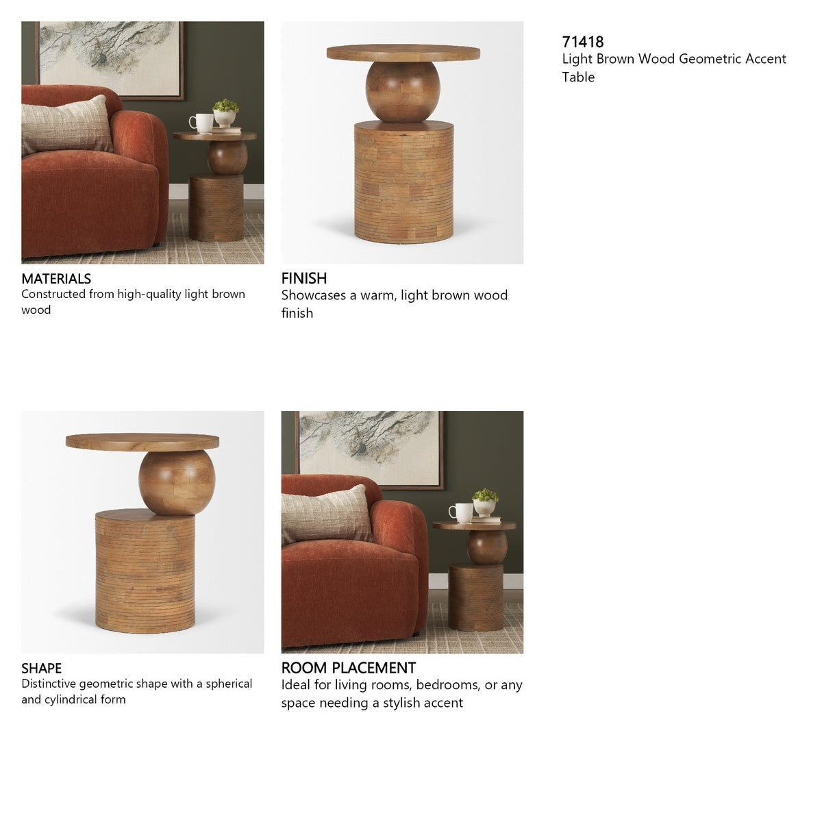 Stack Light Brown Wood Geometric Accent Table from Mercana - Luna Furniture