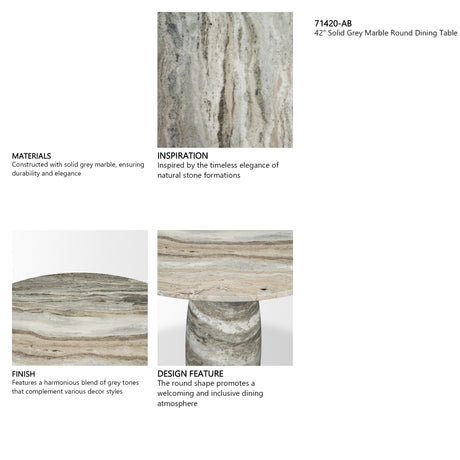 Allyson 42" Round Pedestal Dining Table | Marble | Seats 4 from Mercana - Luna Furniture