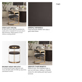 Hollyfield II Charcoal-Brown Leather Seat Gold Iron Frame Dining Chair