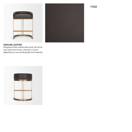 Hollyfield II Charcoal-Brown Leather Seat Gold Metal Base Counter Stool from Mercana - Luna Furniture