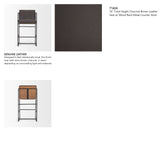 Stamford 36" Total Height Charcoal-Brown Leather Seat w/ Wood Back Metal Counter Stool from Mercana - Luna Furniture