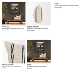 Liv 22x22 Cream w/ Black Stripes Decorative Pillow Cover from Mercana - Luna Furniture