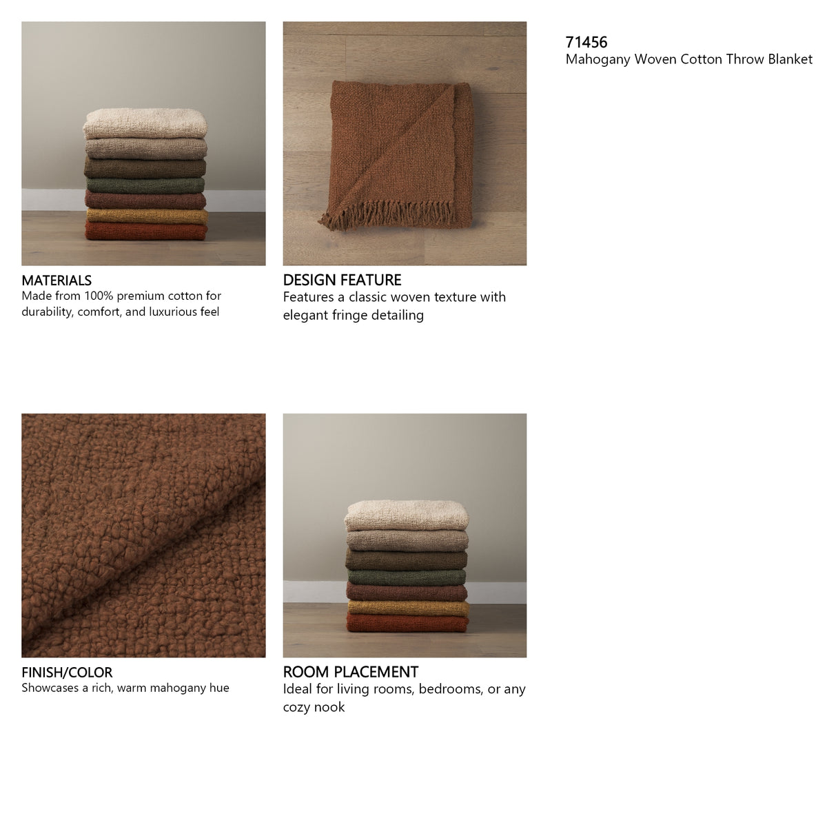 Kambal Mahogany Woven Cotton Throw Blanket from Mercana - Luna Furniture