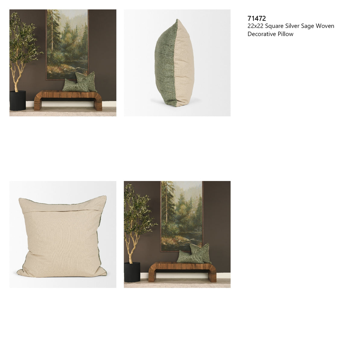 Lowen 22x22 Square Silver Sage Woven Decorative Pillow from Mercana - Luna Furniture