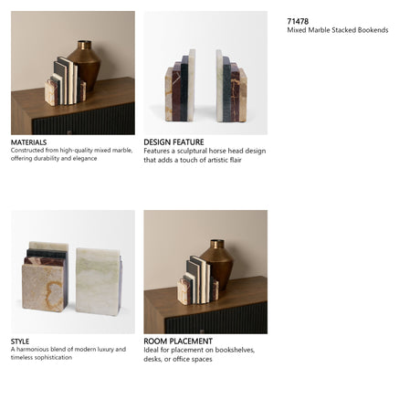 Corte Mixed Marble Stacked Bookends from Mercana - Luna Furniture