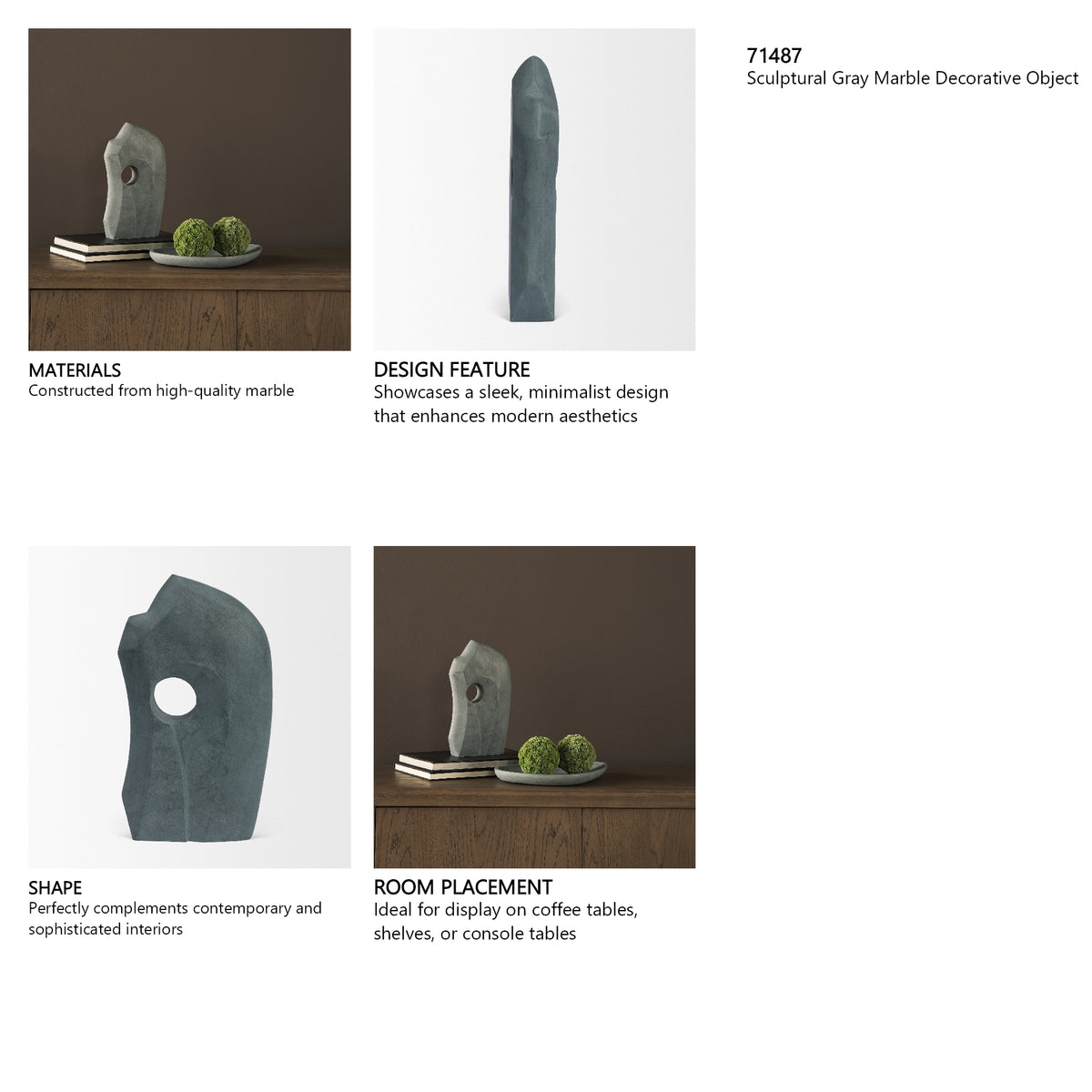 Carico Sculptural Gray Marble Decorative Object from Mercana - Luna Furniture