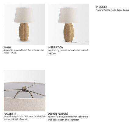 Portofino Natural Abaca Rope Table Lamp from Mercana - Luna Furniture