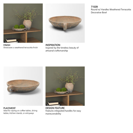 Cotto Round w/ Handles Weathered Terracotta Decorative Bowl from Mercana - Luna Furniture