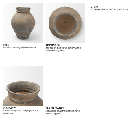 Cotto 17.9H Weathered Tall Terracotta Vase from Mercana - Luna Furniture