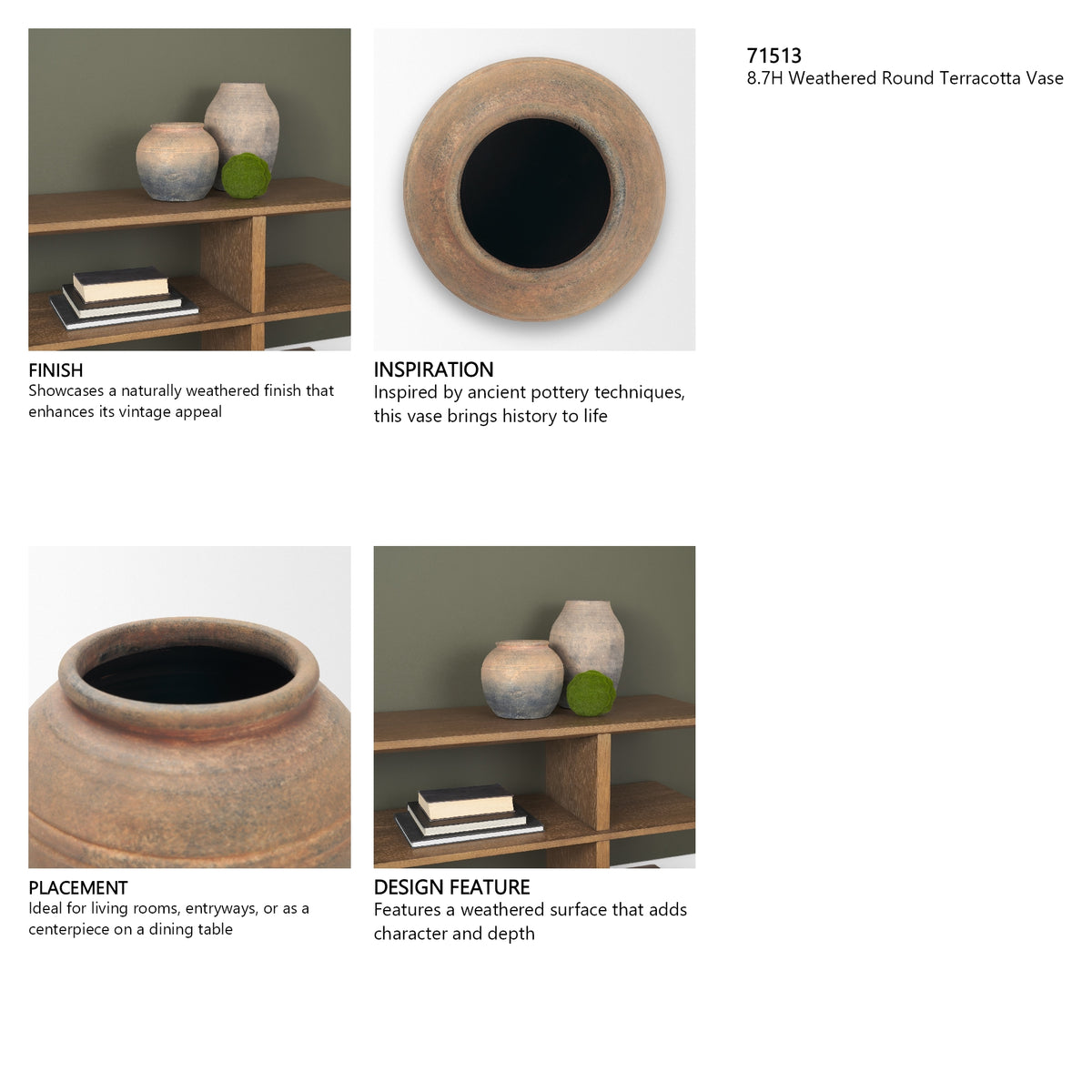 Cotto 8.7H Weathered Round Terracotta Vase from Mercana - Luna Furniture
