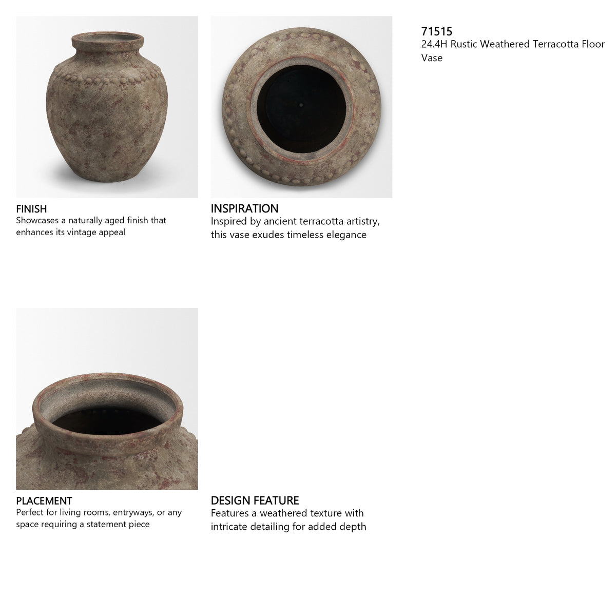 Mattone 24.4H Rustic Weathered Terracotta Floor Vase from Mercana - Luna Furniture