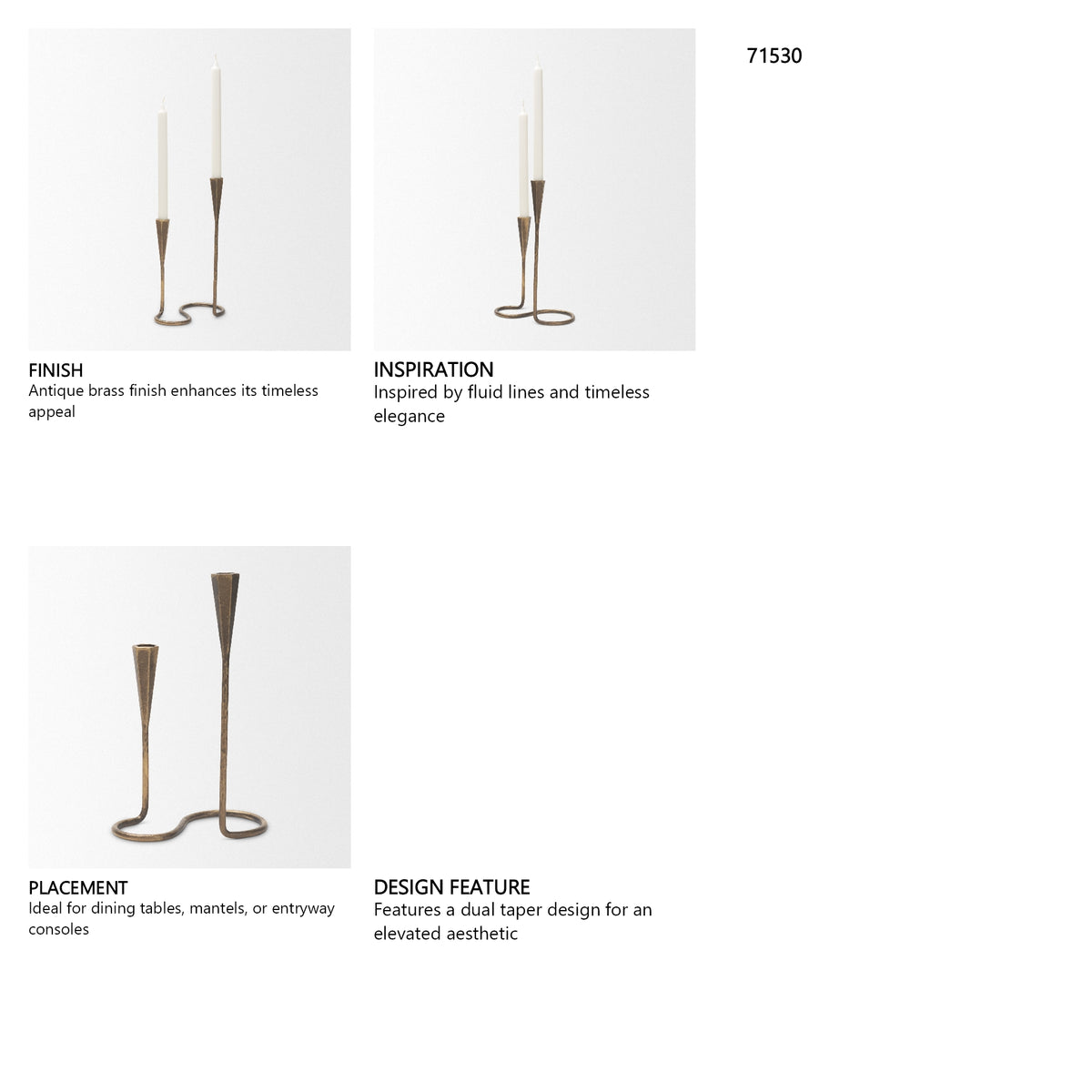 Naja Antique Brass Metal Double Taper Candle Holder from Mercana - Luna Furniture