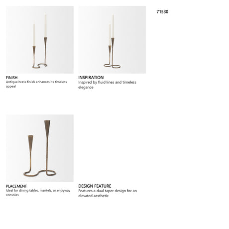 Naja Antique Brass Metal Double Taper Candle Holder from Mercana - Luna Furniture