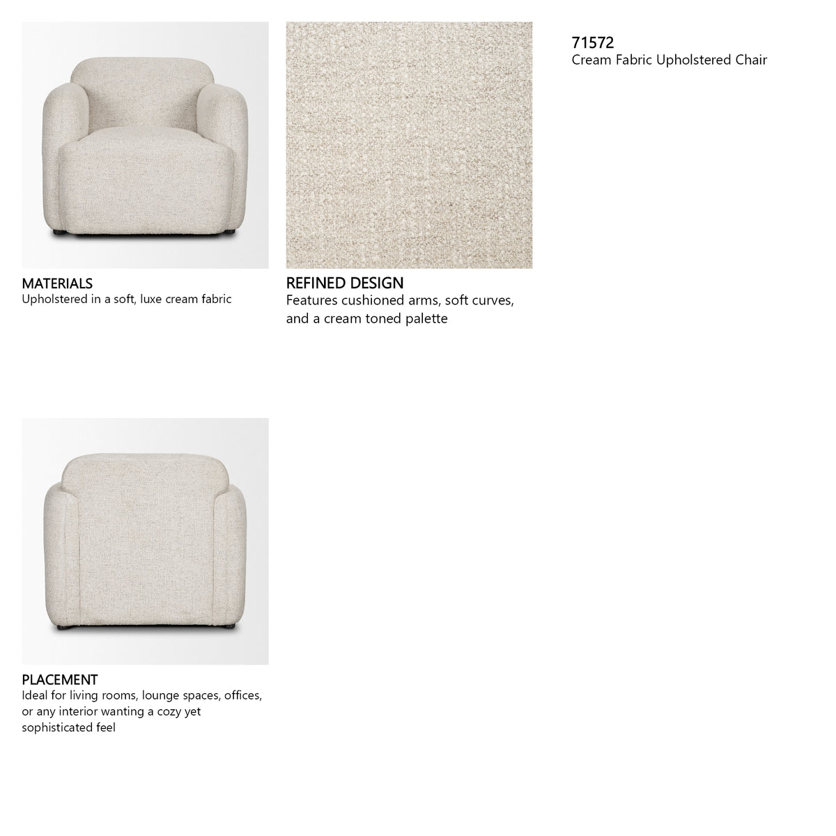 Saga Cream Fabric Upholstered Chair from Mercana - Luna Furniture