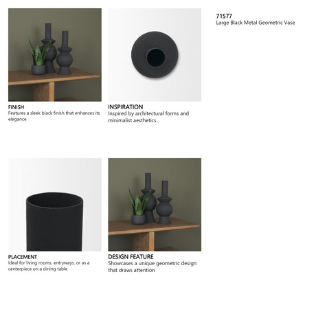 Veda Large Black Metal Geometric Vase from Mercana - Luna Furniture
