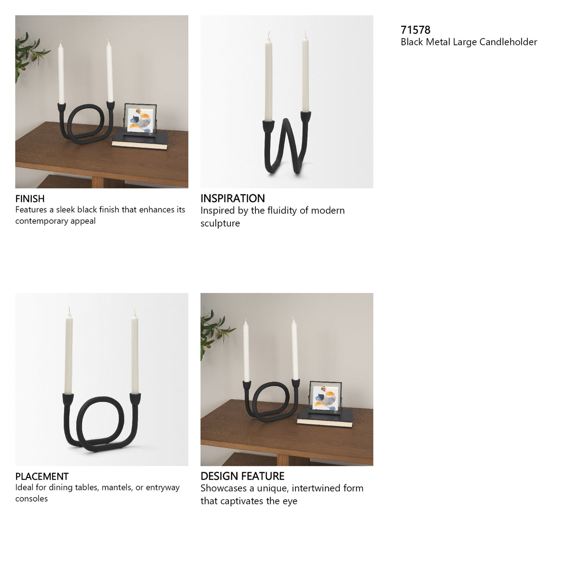Serpens Black Metal Large Candleholder from Mercana - Luna Furniture