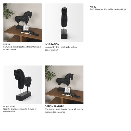Equus Black Wooden Horse Decorative Object from Mercana - Luna Furniture