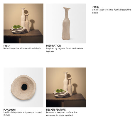Runa Small Taupe Ceramic Rustic Decorative Bottle from Mercana - Luna Furniture
