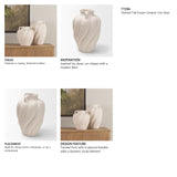 Syros Twisted Tall Cream Ceramic Urn Vase