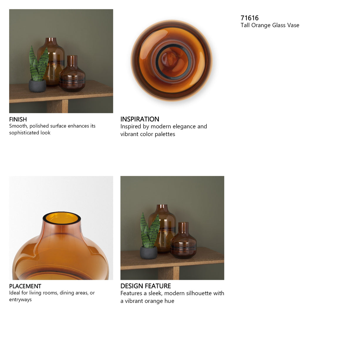 Aurel Tall Orange Glass Vase