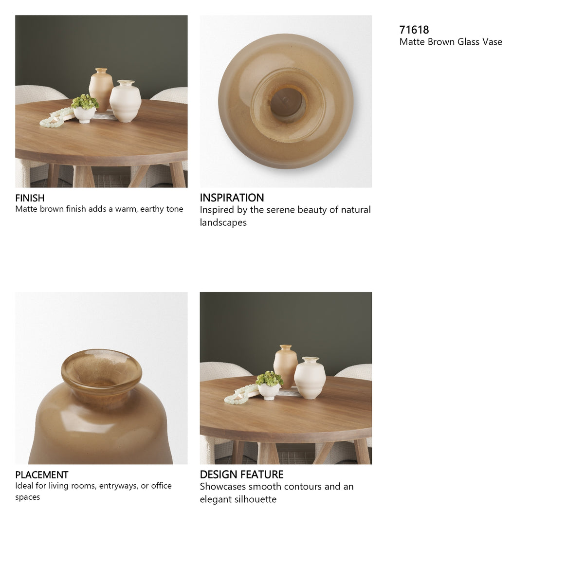 Dune Matte Brown Glass Vase from Mercana - Luna Furniture