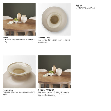 Dune Matte White Glass Vase from Mercana - Luna Furniture
