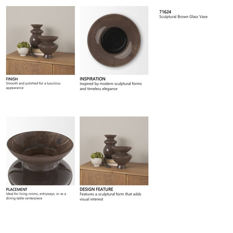 Bruna Sculptural Brown Glass Vase from Mercana - Luna Furniture