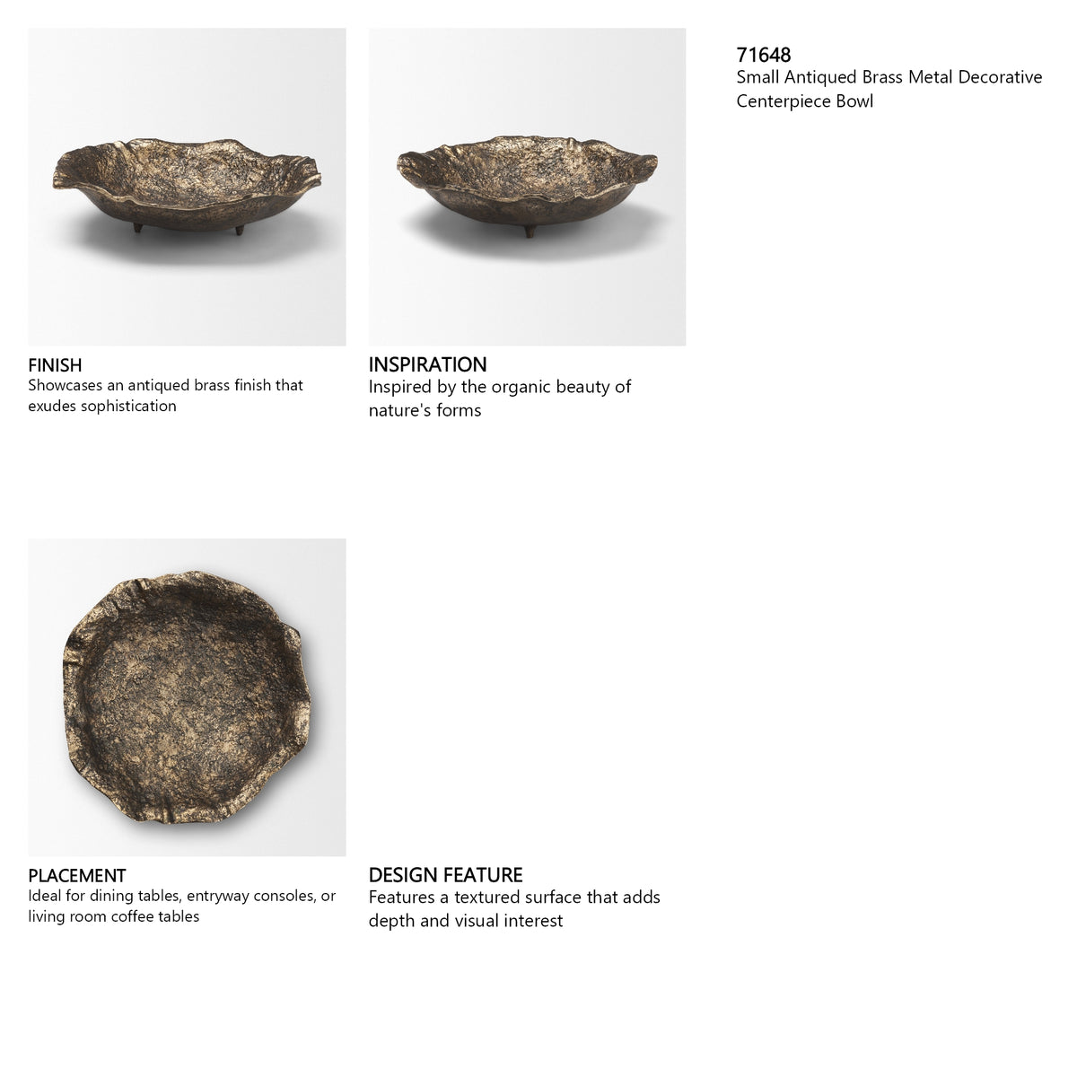 Verdant Small Antiqued Brass Metal Decorative Centerpiece Bowl from Mercana - Luna Furniture