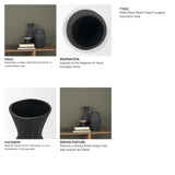 Patine Matte Black Metal Fluted Hourglass Decorative Vase