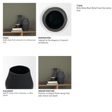 Patine Wide Matte Black Metal Fluted Decorative Vase