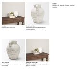 Basma White Scale Textured Ceramic Vase w/ Handles from Mercana - Luna Furniture