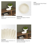 Camelia Fluted White Paper Mache Pedastal Centerpiece Bowl from Mercana - Luna Furniture